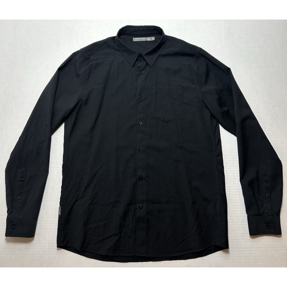 Icebreaker Departure II Men's Shirt Long Sleeve Merino Wool Button Up Medium EUC